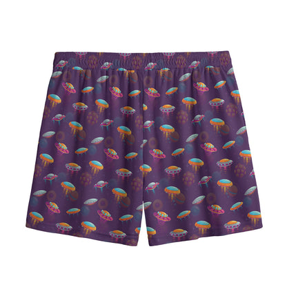 Colorful UFO Pattern Print Mesh Shorts