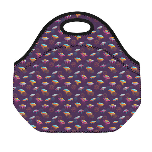 Colorful UFO Pattern Print Neoprene Lunch Bag