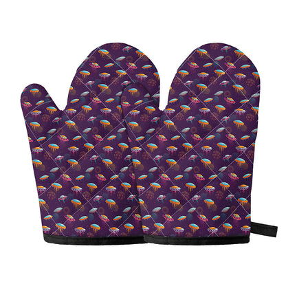 Colorful UFO Pattern Print Oven Mitts