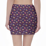 Colorful UFO Pattern Print Pencil Mini Skirt