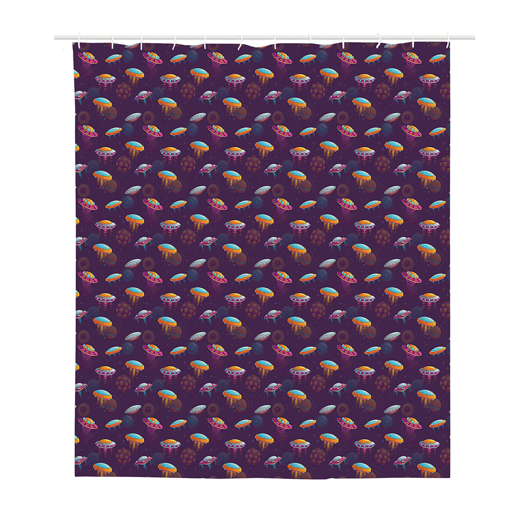 Colorful UFO Pattern Print Polyester Shower Curtain