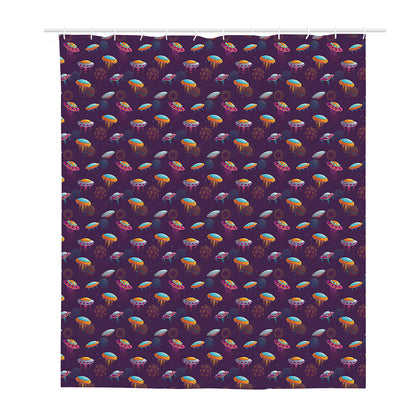 Colorful UFO Pattern Print Polyester Shower Curtain