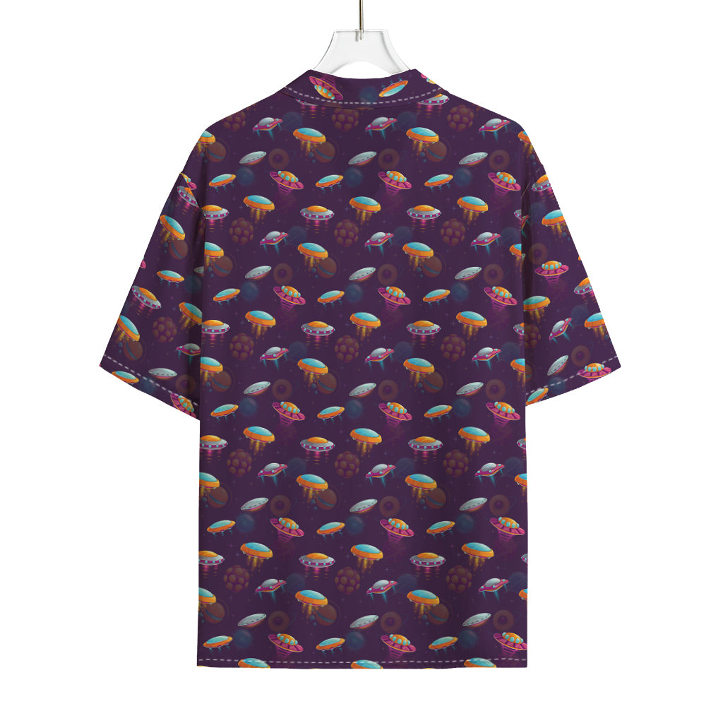 Colorful UFO Pattern Print Rayon Hawaiian Shirt