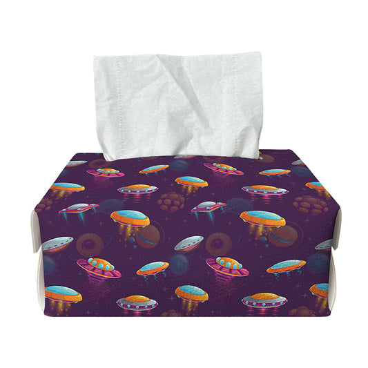 Colorful UFO Pattern Print Rectangle Tissue Box Cover
