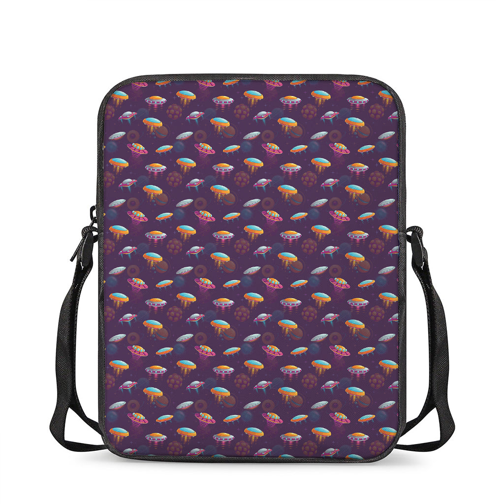 Colorful UFO Pattern Print Rectangular Crossbody Bag