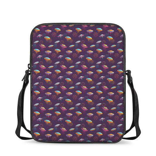 Colorful UFO Pattern Print Rectangular Crossbody Bag