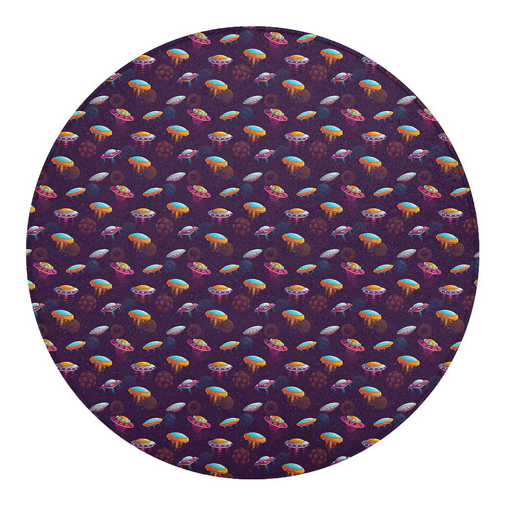 Colorful UFO Pattern Print Round Blanket