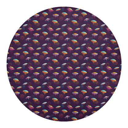 Colorful UFO Pattern Print Round Blanket