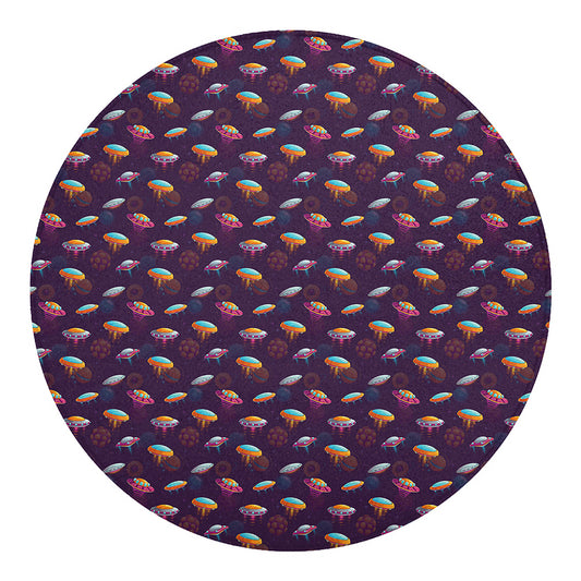 Colorful UFO Pattern Print Round Blanket