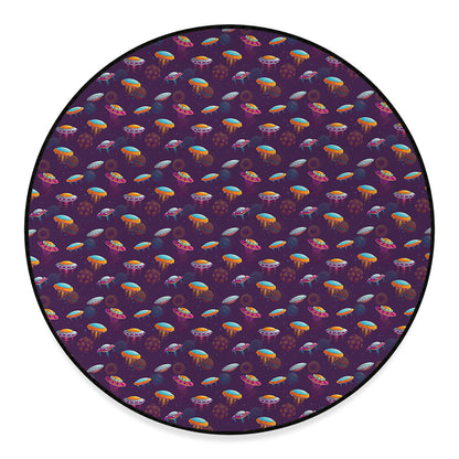 Colorful UFO Pattern Print Round Floor Mat