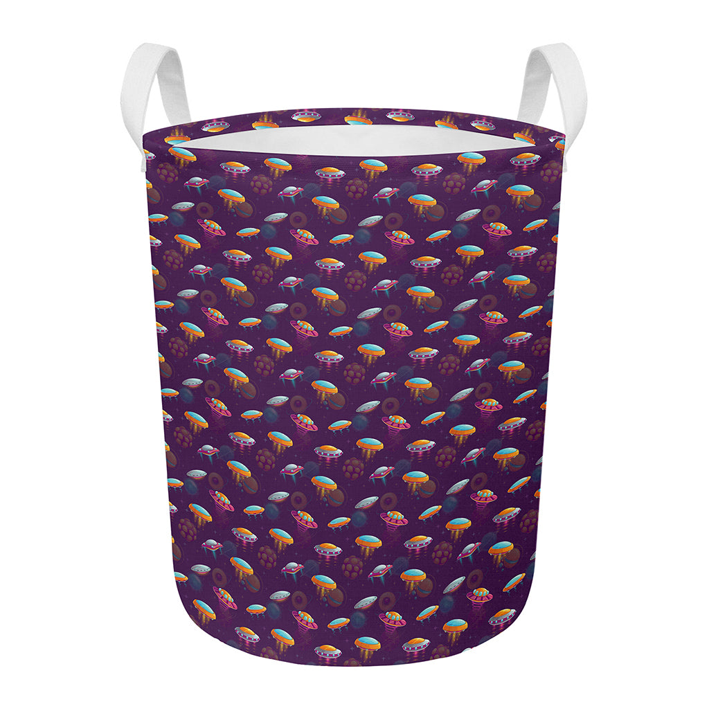 Colorful UFO Pattern Print Round Laundry Basket