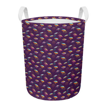 Colorful UFO Pattern Print Round Laundry Basket