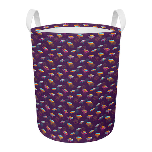 Colorful UFO Pattern Print Round Laundry Basket