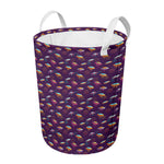 Colorful UFO Pattern Print Round Laundry Basket