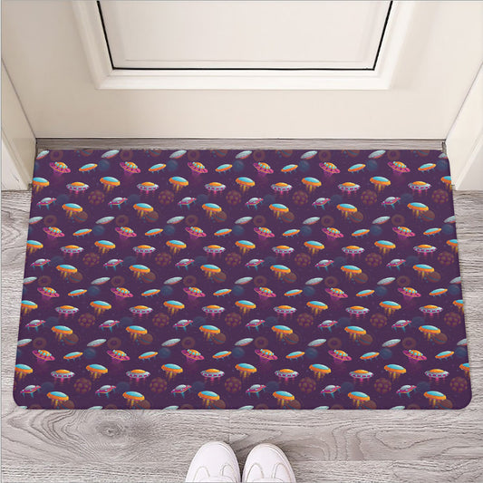 Colorful UFO Pattern Print Rubber Doormat