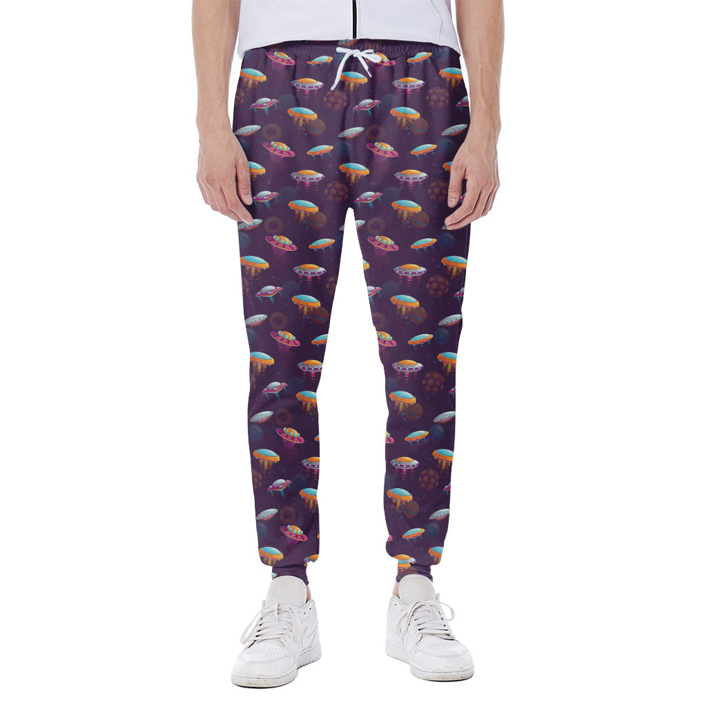 Colorful UFO Pattern Print Scuba Joggers
