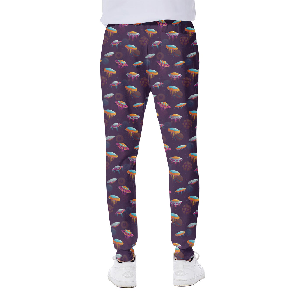 Colorful UFO Pattern Print Scuba Joggers