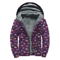 Colorful UFO Pattern Print Sherpa Lined Zip Up Hoodie