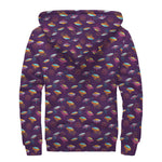 Colorful UFO Pattern Print Sherpa Lined Zip Up Hoodie