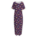 Colorful UFO Pattern Print Short Sleeve Long Nightdress