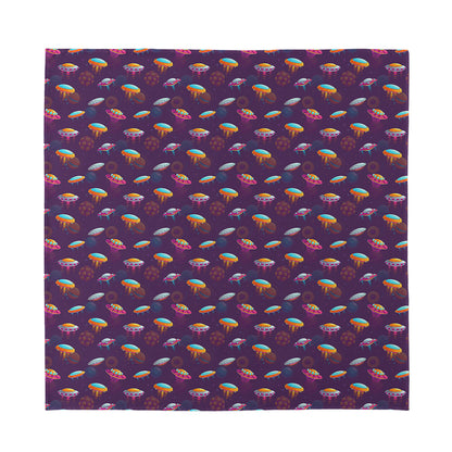 Colorful UFO Pattern Print Silk Bandana