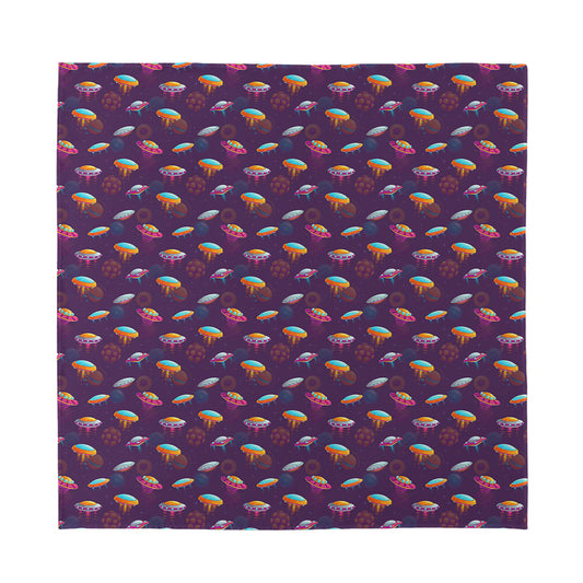 Colorful UFO Pattern Print Silk Bandana