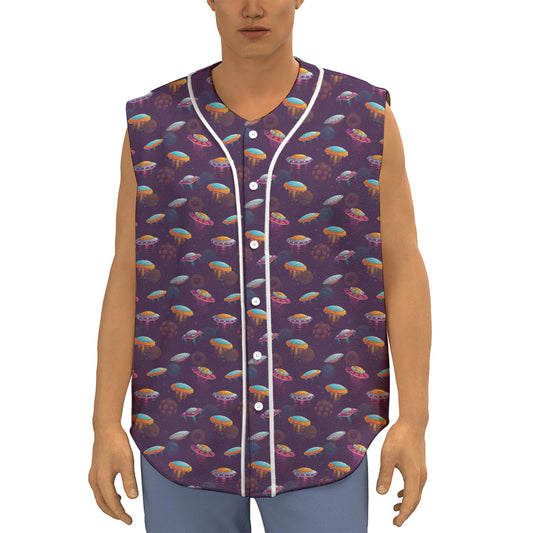 Colorful UFO Pattern Print Sleeveless Baseball Jersey