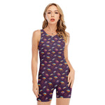 Colorful UFO Pattern Print Sleeveless One Piece Swimsuit