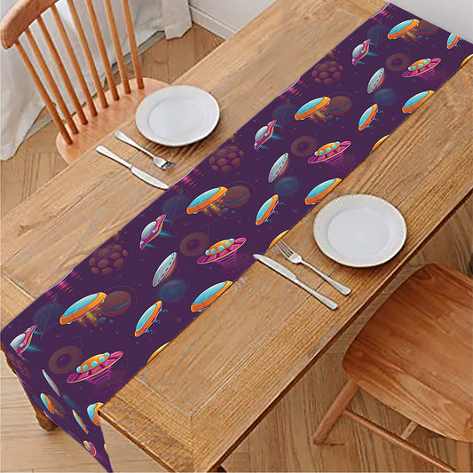 Colorful UFO Pattern Print Table Runner