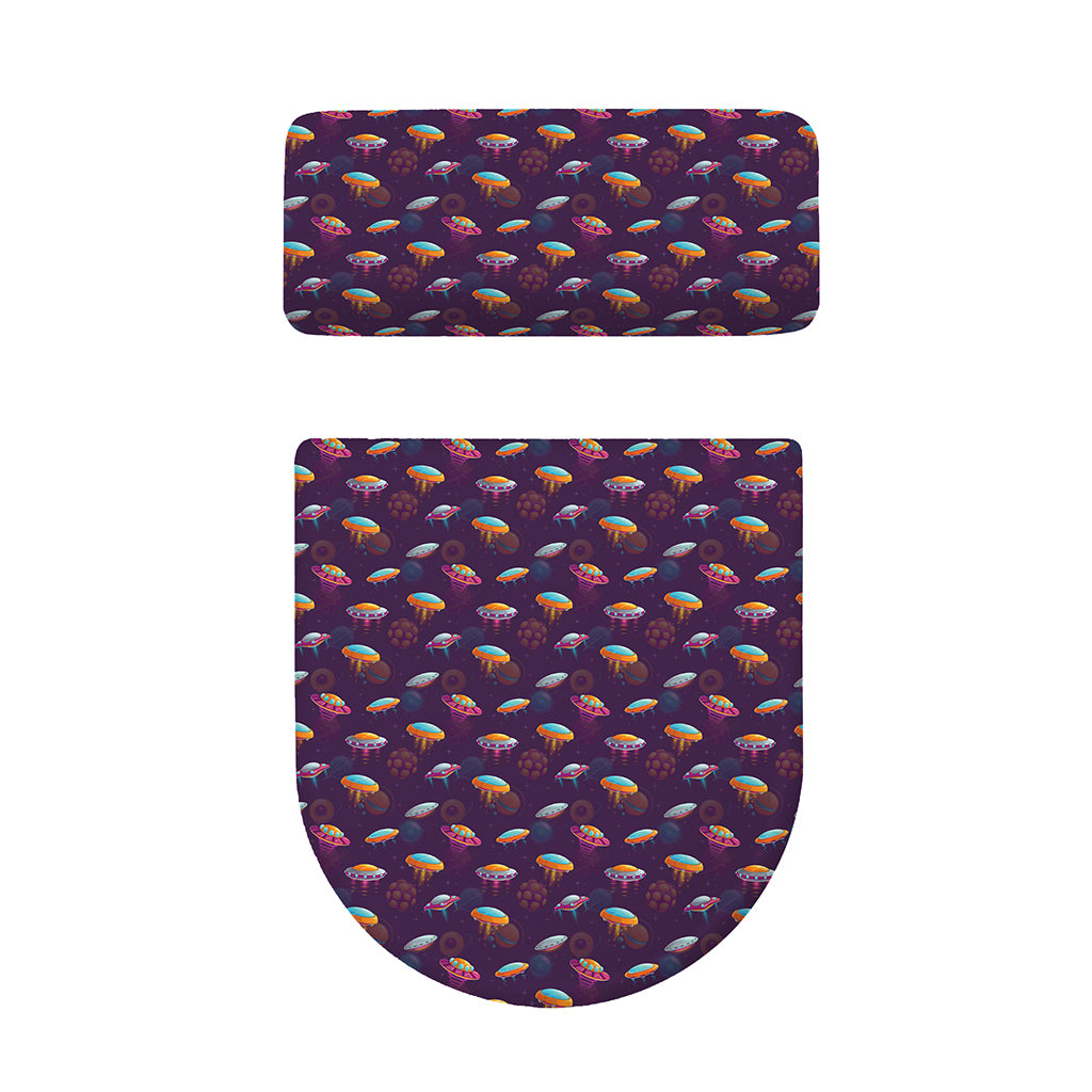 Colorful UFO Pattern Print Toilet Lid And Tank Cover Set