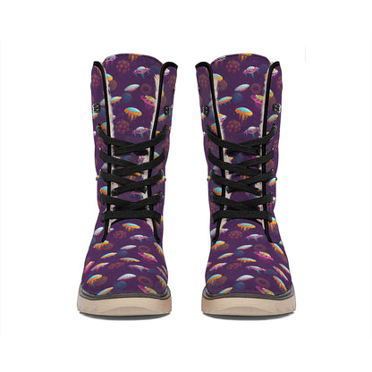 Colorful UFO Pattern Print Winter Boots