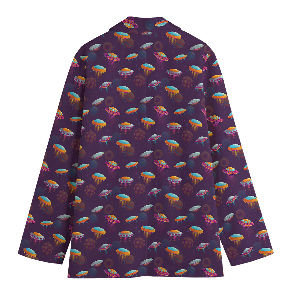 Colorful UFO Pattern Print Women's Blazer