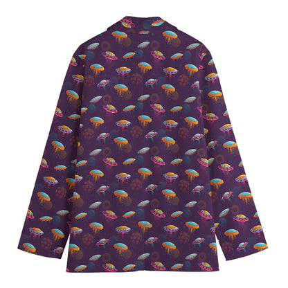 Colorful UFO Pattern Print Women's Blazer