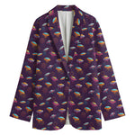 Colorful UFO Pattern Print Women's Cotton Blazer