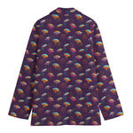 Colorful UFO Pattern Print Women's Cotton Blazer