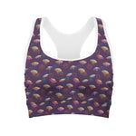 Colorful UFO Pattern Print Women's Sports Bra