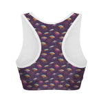 Colorful UFO Pattern Print Women's Sports Bra