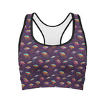 Colorful UFO Pattern Print Women's Sports Bra