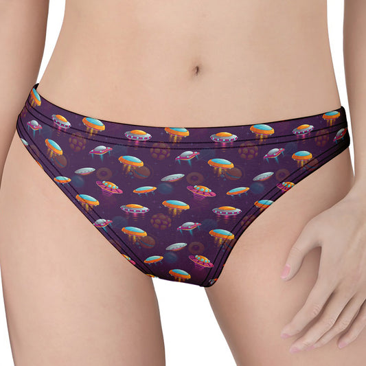 Colorful UFO Pattern Print Women's Thong