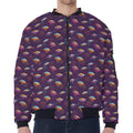 Colorful UFO Pattern Print Zip Sleeve Bomber Jacket