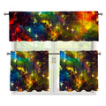 Colorful Universe Galaxy Space Print 3 Piece Kitchen Curtains
