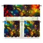 Colorful Universe Galaxy Space Print 3 Piece Kitchen Curtains
