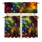 Colorful Universe Galaxy Space Print 3 Piece Kitchen Curtains
