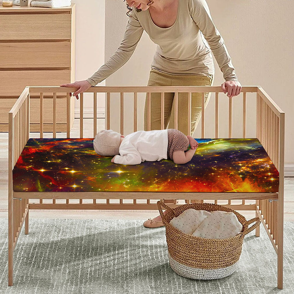 Colorful Universe Galaxy Space Print Baby Crib Sheet