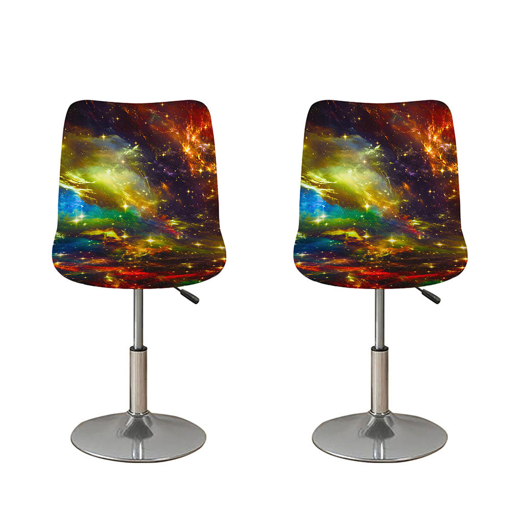 Colorful Universe Galaxy Space Print Bar Stool Covers