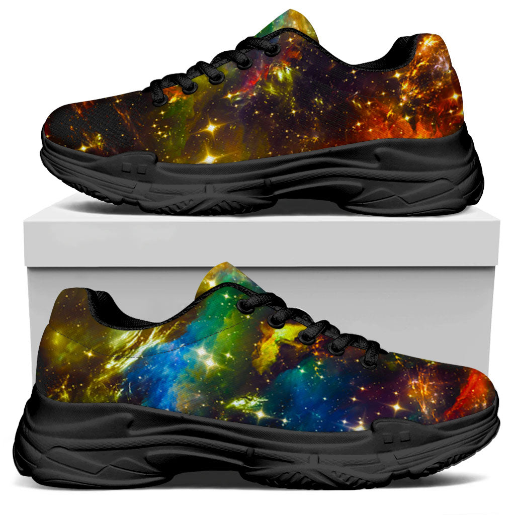 Colorful Universe Galaxy Space Print Black Chunky Shoes