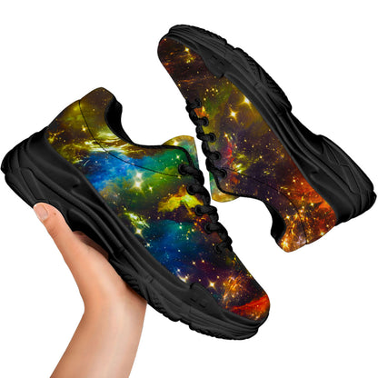 Colorful Universe Galaxy Space Print Black Chunky Shoes