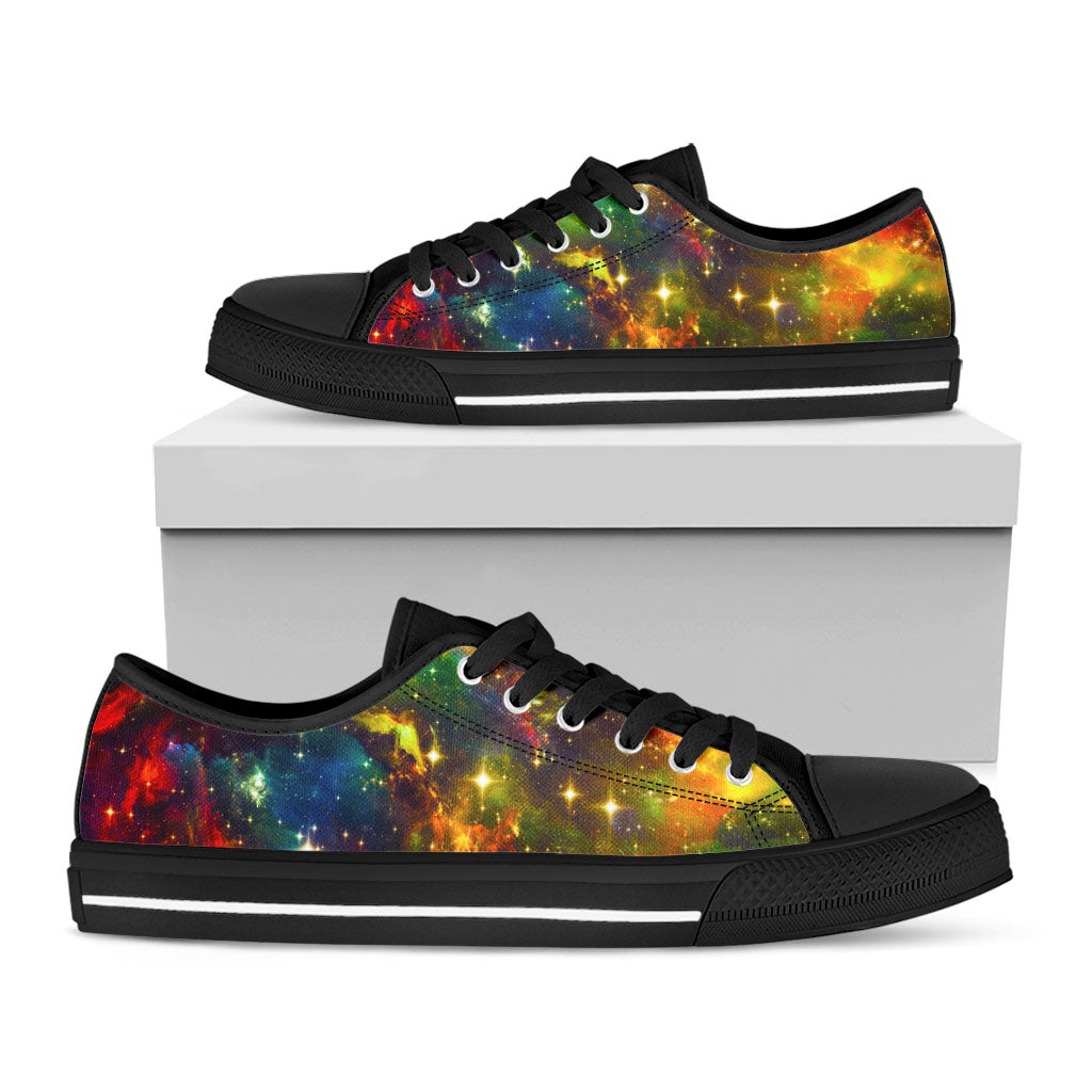 Colorful Universe Galaxy Space Print Black Low Top Sneakers