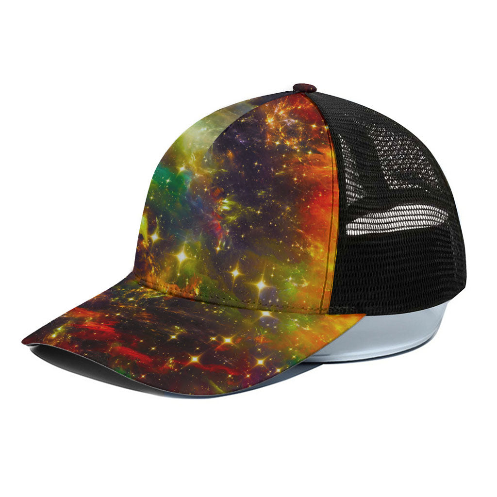 Colorful Universe Galaxy Space Print Black Mesh Trucker Cap