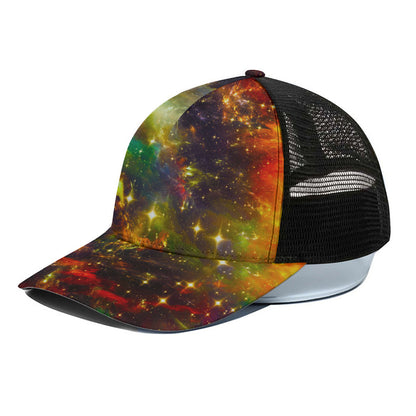 Colorful Universe Galaxy Space Print Black Mesh Trucker Cap